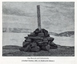 Rescue Beacon. The Peirce Pendulum Rock Cairn on Stalknecht Island. Credit: NOAA